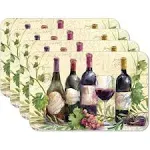 CounterArt Rustic Wine Reversible Easy Care Flexible Plastic Placemat, 4 Pack, Made in The USA - Set of 4