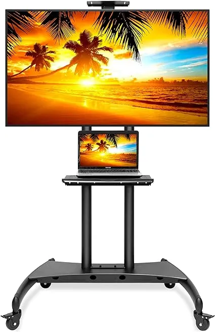 Rolling TV Stand Mobile TV Cart for 55" - 80" Plasma Screen, LED, LCD, OLED, Curved TV's - Universal Mount with Wheels