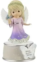 Precious Moments Angel with Butterfly Musical | Wishing You God's Blessings Memorial Gift | Bereavement | Angel Musical