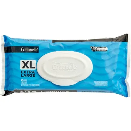 Cottonelle&#xAE; Freshcare 7 3/4&quot; x 3 1/2&quot; 45 Count Extra Large Flushable Wet Wipes - 8/Case