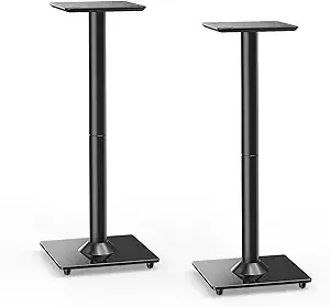 ELIVED Universal Speaker Stand Pair, 31 Inch Height Bookshelf Speaker Stands for Satellite Speaker Large Speaker Up to 22 lbs, Surround Sound Speaker Stand with Cable Management, Black, YD5022