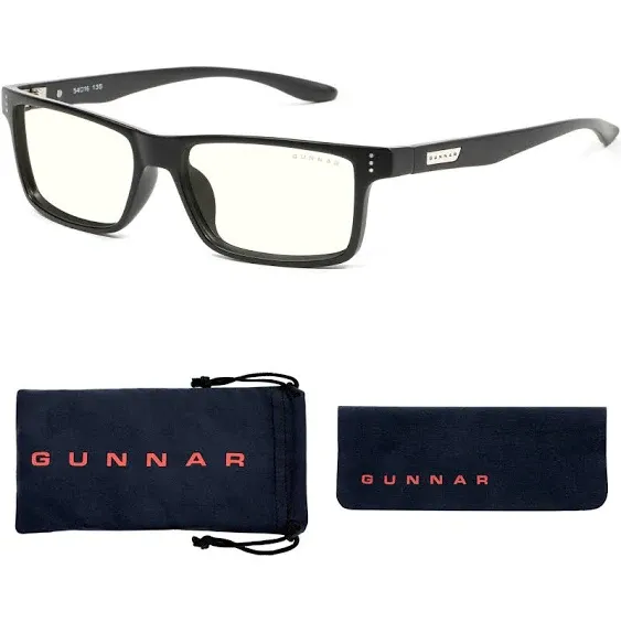 Gunnar Blue Light Reading Glasses - Vertex, Onyx, Clear Tint, PWR +3.00