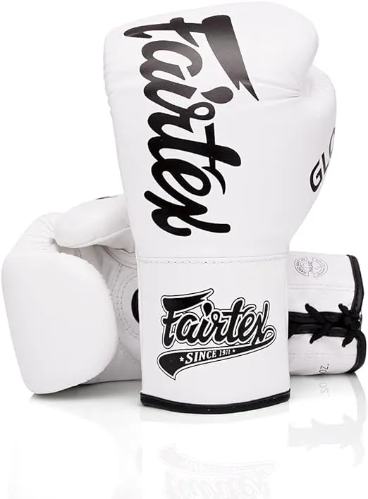 Fairtex x Glory White Lace-Up Boxing Gloves