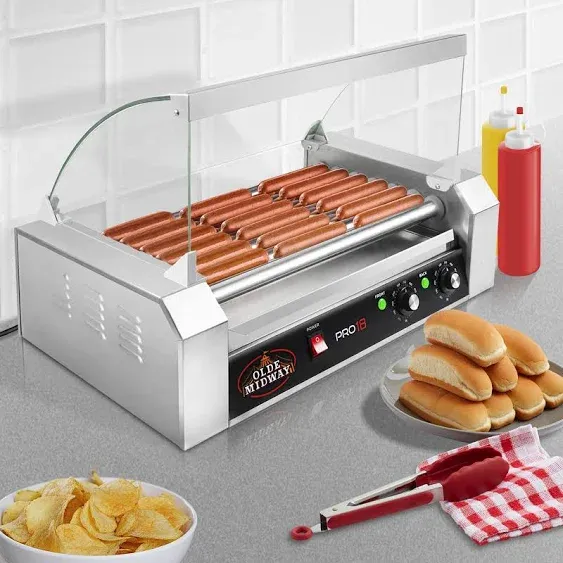 Olde Midway Commercial Electric Hot Dog 7 Roller Grill Cooker Machine