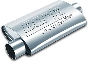 BORLA 40359 ProXS Universal Performance Muffler 3" Offset Inlet / 3" Center Outlet 14" Long body 19" Overall Length Un-Notched Necks Reversible Design T-304 Stainless Steel