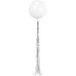 Superior White Latex Balloons with Lustrous Silver Tassels, 24" (12-Pack) - Ultra Durable Balloons & Impressively Elegant for Unforgettable Celebrations