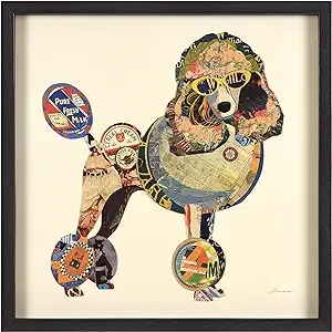 Empire Art Direct DAC-074-2525B Poodle - Dimensional Art Collage Hand Signed by Alex Zeng Framed Graphic Wall Art