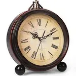 RODH Battery Alarm Clock,Vintage Retro Alarm Clock with Night Light,Hangable ,Super Silent, Non Ticking Analog Small Table Clock for Bedroom ,Bedside,