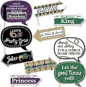 Funny Mardi Gras - 10 Piece Photo Booth Props Kit