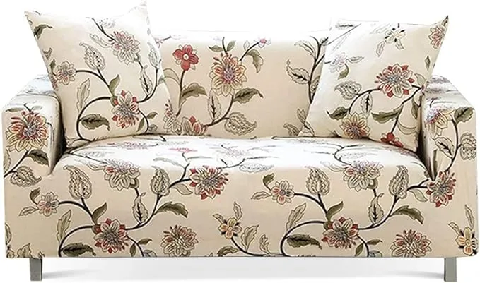 Stretch Sofa Covers Printed Couch Cover Sofa Slipcovers for 4 Cushion Couch Sofa Universal Couch Cover 4 Seater with 1 Pillowcase(X-Large, Blooming Flower)