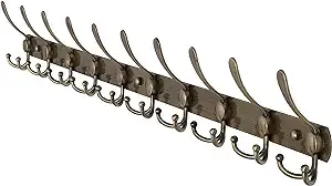 Dseap Wall Mounted Coat Rack - 10 Tri Hooks, 37-5/8" Long, 16" Hole to Hole ...