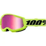 100% Strata 2 Goggle Neon Yellow Mirror Pink Lens