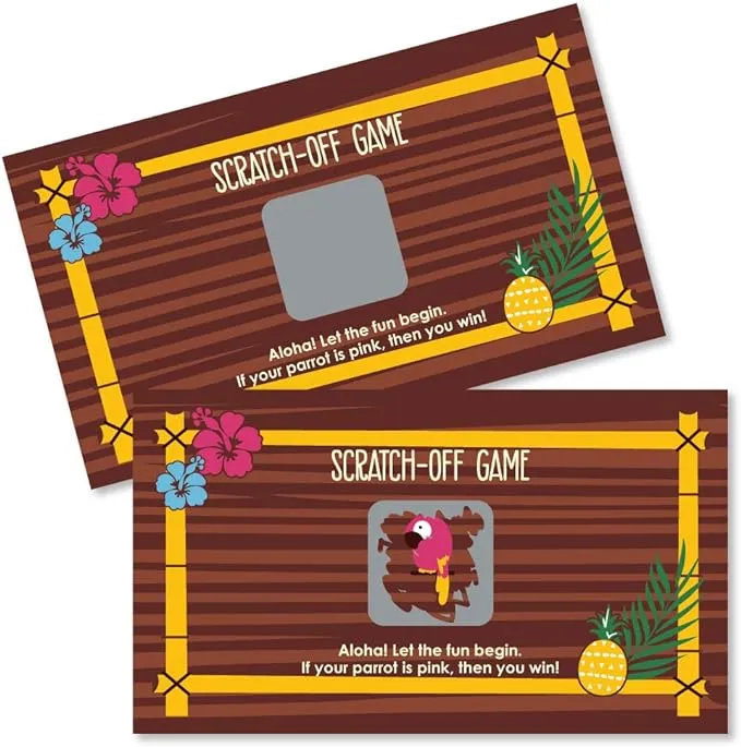 Big Dot of Happiness Tiki Luau - Tropical Hawaiian Summer Party Game Scratch Off Cards - 22 Count