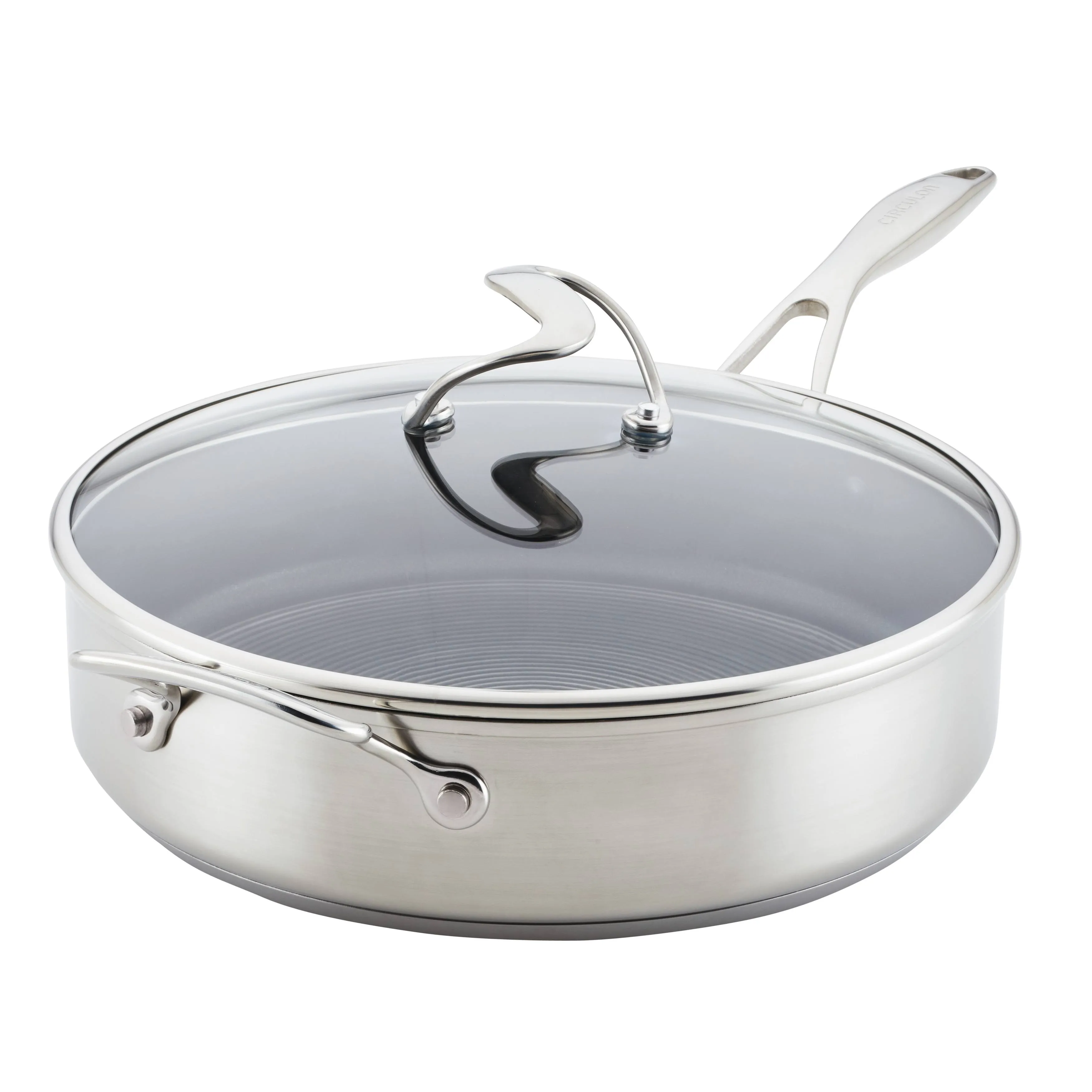 Circulon Stainless Steel Sauté Pan with Lid and SteelShield Hybrid Stainless and Nonstick Technology, 5 Quart