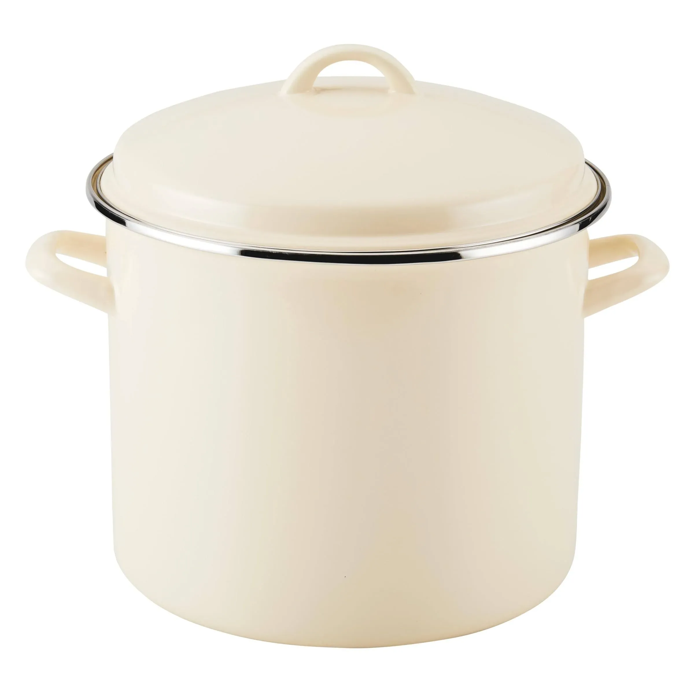 Rachael Ray 12qt Enamel-on-Steel Induction Stockpot with Lid Almond