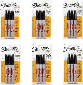 Sharpie 13763PP Industrial Permanent Marker, Fine Lead/Tip, Black Lead/Tip, Pack of 6