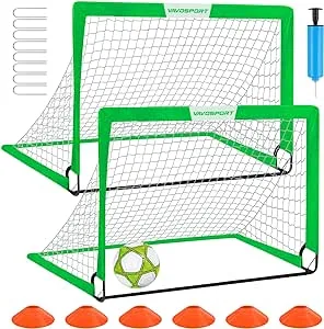 Kids Soccer Goals for Backyard Set - 2 of 4' x 3' Portable Soccer Goal Training Equipment, Pop Up Toddler Soccer Net with Soccer Ball, Soccer Set for Kids and Youth Games, Sports