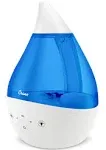 Crane 4-in-1 Drop Ultrasonic Cool Mist Humidifier, 1 Gallon, Top Fill Humidifier, 24 Hour Run Time, with Optional Sound Machine and Color Changing Nightlight, Blue & White