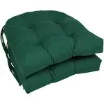 Blazing Needles 16 in. Solid Twill U-Shaped Tufted Chair Cushions, Forest Green - Set of 2