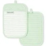 KitchenAid Albany Pot Holder 2-Pack Set, Pistachio, 7"x10"