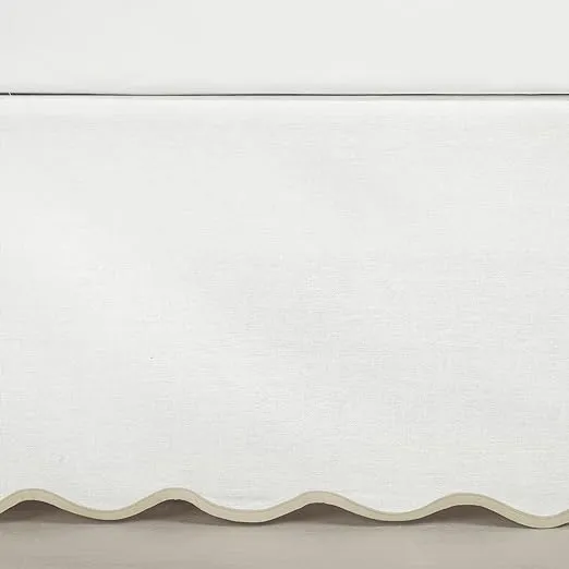 Lush Decor Coastal Chic Scallop Edge Linen Textured Bed Skirt Neutral/White Single Queen - Soft Elegant Luxury Easy Fit Elastic Band Tailored Bedskirt