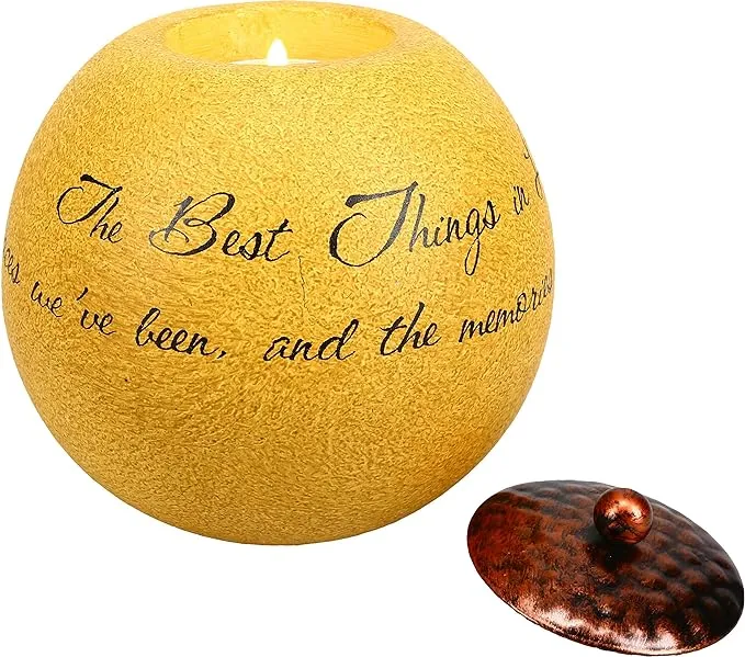 Pavilion - Comfort Candles The Best Things in Life - Includes Tea Light Candle, 4-1/2-Inch Round, Sentimental Saying