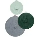 Goodful Universal Silicone Lids - Heat Resistant, BPA-Free, Reusable, 3-Piece Set, Gray/Green/Sage