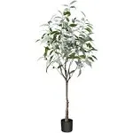 Artificial Eucalyptus Tree 5FT Tall Fake Eucalyptus Plants Large Faux Trees Artificial Silk Plants for Home Decor Indoor Outdoor Office Gift Ornaments, Set of 1