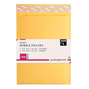 10.5x16 inches Kraft Bubble Mailer Self Seal Bubble Shipping Envelopes 100 Pack Padded Envelopes Thick Bubble Mailers Packaging for Small Business #5