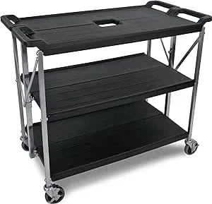 Carlisle SBC203103 Fold 'N Go 20" x 31" Black Folding Utility Cart