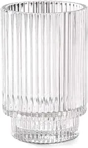 Serene Spaces Living Clear Ribbed Glass Votive Holder, Perfect for Weddings and Home Décor, Measures 5" Tall and 3.5" Diameter