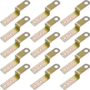 Geesatis 15 Pcs Z Shape Picture Frame Braces Bracket Metal Decorative Corner Brackets Fastener Shelf Bracket, with Mounting Screws, Zinc Color, Height 13 mm / 0.5 inch