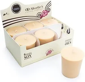 Cinnamon Vanilla Soy Votive Candles - Scented with Natural Fragrance Oils - 6 Beige Natural Votive Candle Refills - Bakery & Food Collection