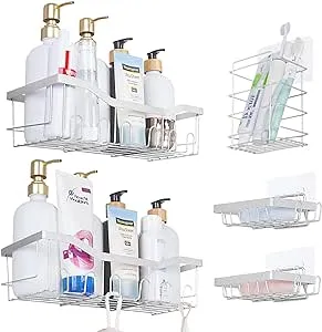 Shower shelves 5 pcs Kitchen bathroom storage shelf strong adhesive bathroom she