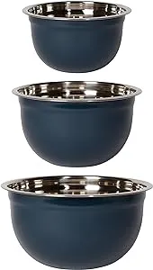 Now Designs Matte Coated Steel Mixing Bowls, Ink, 5 qt, 3 qt, 1.5qt, Set of 3