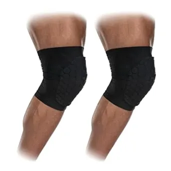 McDavid Hex Pads for Knees, Elbows & Shins, Moisture Wicking with HEX Technology, Black, Adult, L