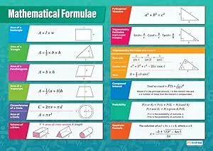 Mathematical Formulae Poster - EXTRA LARGE 33” x 23.5” - Gloss Paper - Math Middle & High School Classroom Decoration - Wall Charts by Daydream Education