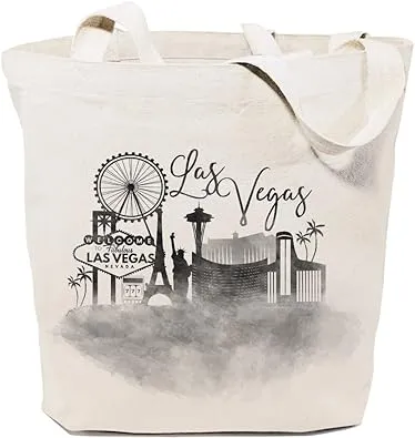 The Cotton & Canvas Co. Cityscape, Souvenir, Beach, Shopping and Travel Reusable Shoulder Tote and Handbag