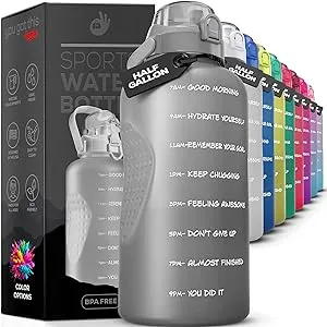 You Got This Living Motivational Water Bottle with Time Marker,Half Gallon Water Bottle with Straw 64 oz22L Gym Water Bottle, AC