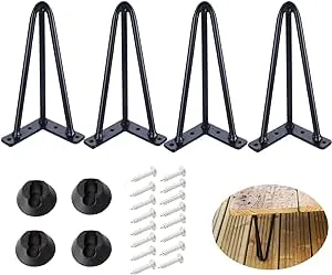 8 Inch Hairpin Table Legs 1/2\x9d Dia 3rods Hairpin Feet Diy Black Hairpin Coffee T