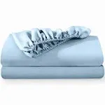 Bare Home 2-Pack Fitted Bottom Sheets Full - Premium 1800 Ultra-Soft Wrinkle Resistant Microfiber - Deep Pocket (Full, Light Blue)