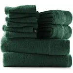 Hearth & Harbor Bath Towels for Bathroom - 100% Ring Spun Cotton Luxury Bathroom Towels - Ultra Soft & Highly Absorbent, Bath Towels Set of 6 - Hunter Green