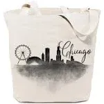 Chicago Cityscape Cotton Canvas Tote Bag