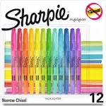 Sharpie Pocket Highlighters, Assorted, Chisel Tip, Pack of 12