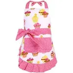 Cotton Aprons for Kids, Toddler Apron with Pocket, Cupcake Pattern Kid&#039;s Apro...