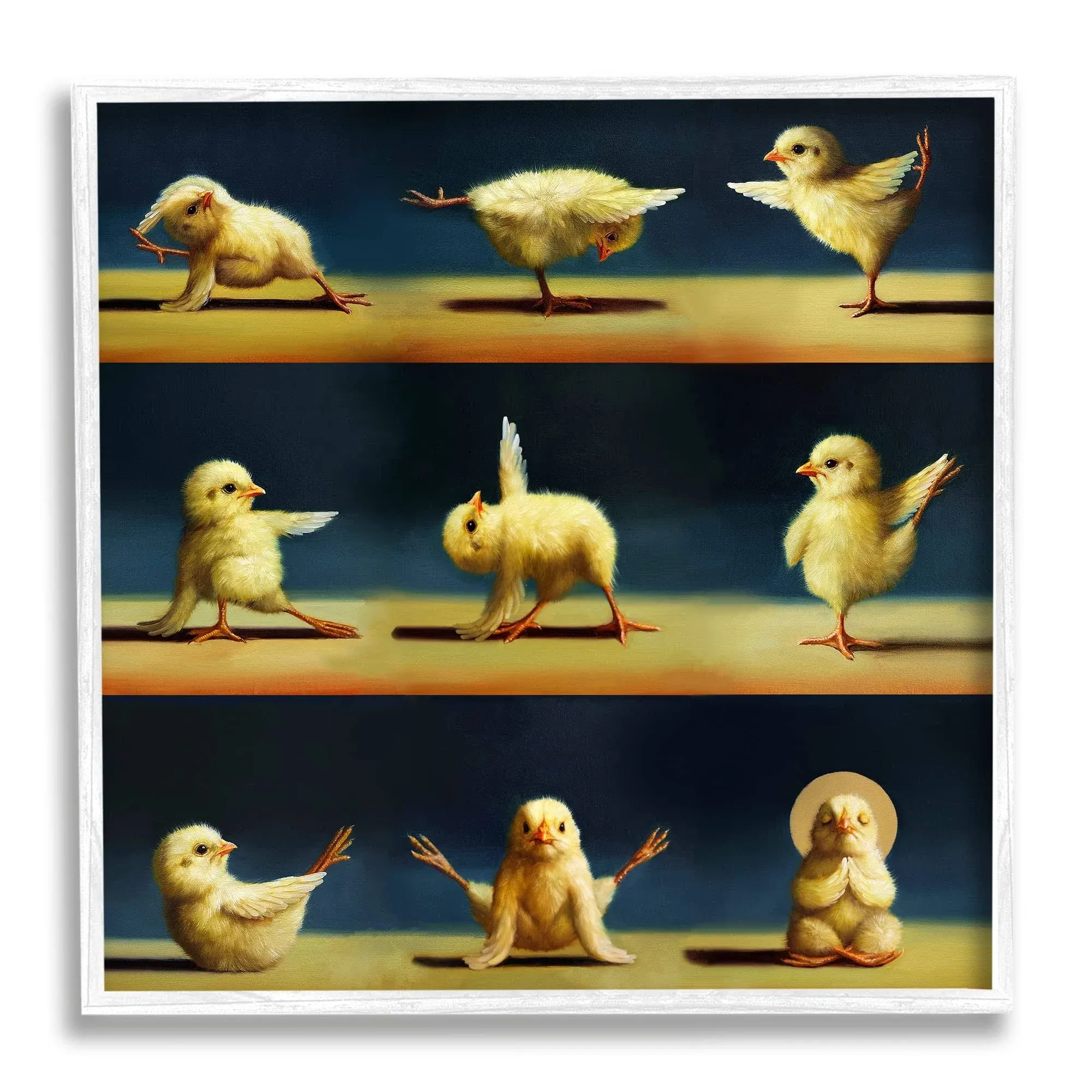 Stupell Industries Yoga Chicks Stretching Farm Animals Funny Exercise Painting