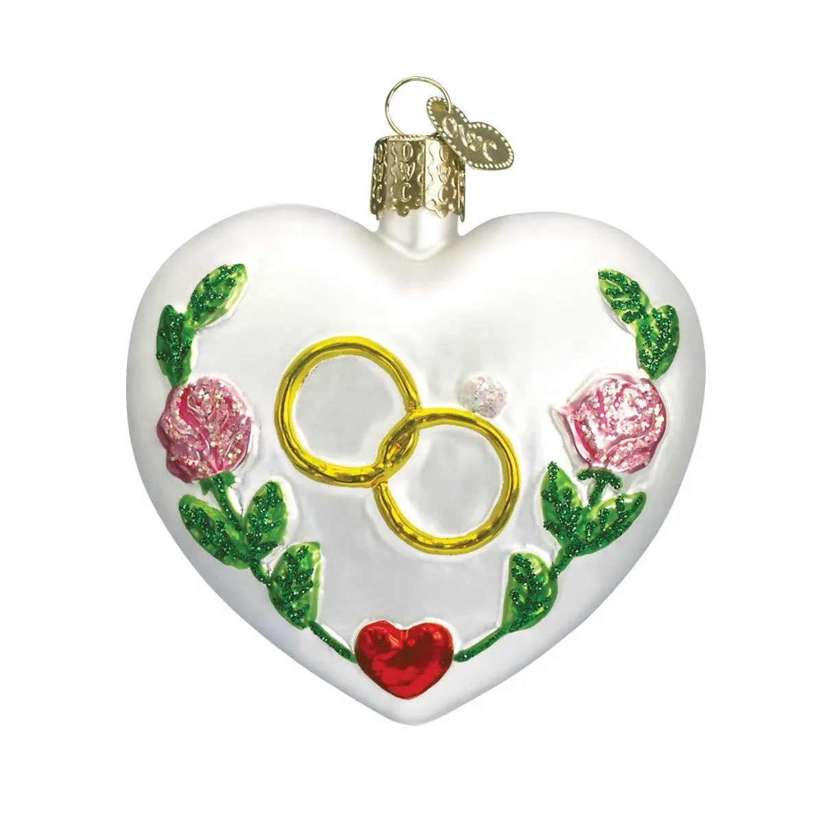 Old World Christmas Wedding Heart Glass Ornament