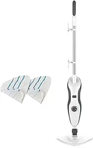 True & Tidy, Heavy Duty Steam Mop with Built-in Water Filter, Adjustable Steam, Extra long 20ft Power Cord, 2 Steam Mop Pads and Carpet Glider, STM-500, Gray