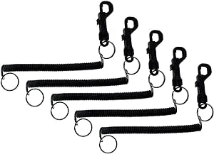 Specialist ID 5 Pack - Bungee Coil Cords - Elastic Stretchy Elastic Swipe Badge & Key Chain Ring Casino Card Clip Leash Lanyards (For Light Duty Use) (Black)