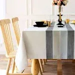 qiden Farmhouse Waterproof Rectangle Burlap Tablecloth